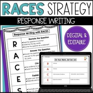 RACE Strategy Writing Resources for Open Ended Questions - Graphic Organizers