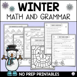 Winter Math and Grammar Worksheets