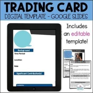 Trading Cards Templates - Biography Project - Digital and Editable