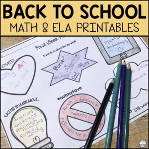 Back to School Activities | First Week of School Math and ELA Activities