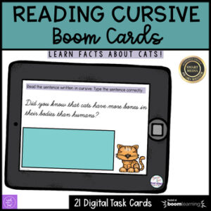 Reading Cursive Writing Cats Boom Cards
