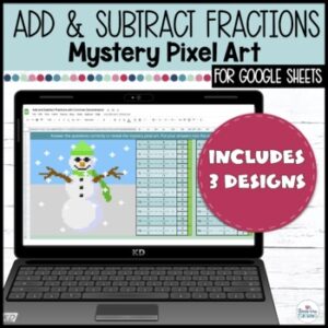 Adding and Subtracting Fractions Practice | Math Mystery Pixel Digital Activity