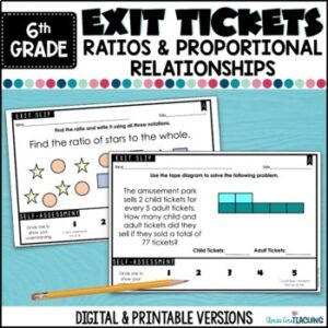 6th Grade Math Exit Tickets | Ratios and Proportions | Printable and Digital