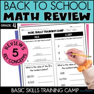 Back to School Math Activities - 4th Grade Math Review of 3rd Grade Concepts